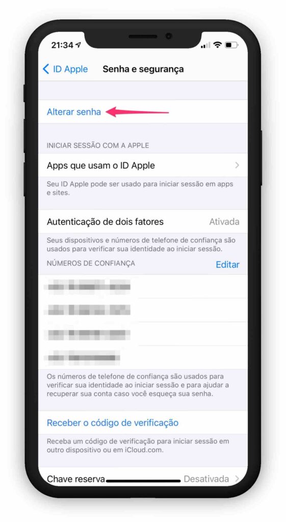 Gerenciar senhas salvas - iCloud