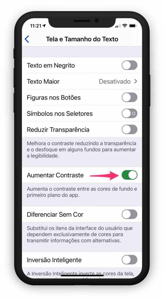 Aumentar o tamanho das letras no iPhone